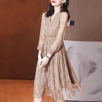 잇츠스타일 브이넥 레이스 롱원피스 샤르르 우아한 봄 데일리