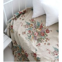 대폭 면마린넨 프랑스장미 나염원단 [네추럴색]