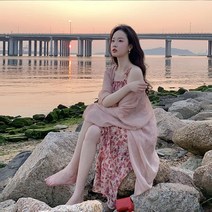 여름 핑크 롱 원피스 쉬폰 면 아나운서 데일리 키작녀 수지 송혜교 휴양지