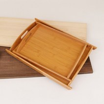 시둥마켓 +[시둥마켓]+_ 주방쟁반 빈티지쟁반 티크쟁반 서빙트레이 스텐식판 뚜껑있는식판, 에버센스 직사각 손잡이 트레이 2p 세트 B 대나