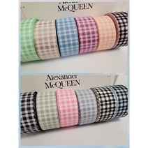 40mm 체크골지리본 원단리본 선물포장끈 프린트리본, 바이올렛