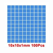 RGEEK 100 Pcs 파란색 10mm x 1mm GPU CPU 방열판 냉각 전도성 실리콘 패드 열, 07 10x10x1mm x 100Pcs