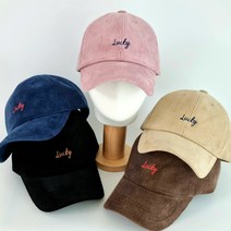 코듀로이 골덴 럭키 자수 볼캡 남녀공용 야구모자 캡모자