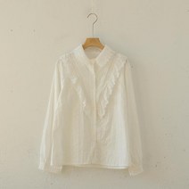 화이트 심플 프릴 봄패션 래이스 공주풍 하객 오피스룩 피로연 블라우스