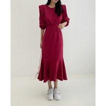 바이브루니 / 엔젤링 퍼프 긴팔 프릴 머메이드 롱원피스