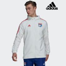 아디다스 풋볼 올림피크 리옹 티로 프레젠테이션 바람막이 후드 자켓 화이트 틴트