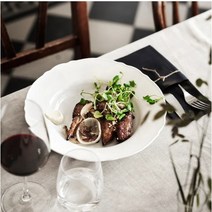 빈티지 북유럽 화이트 파스타 접시 스파게티 샐러드 카레 도자기 그릇