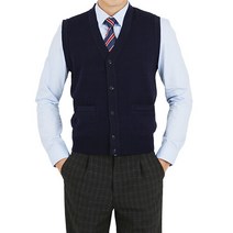 파파브로 남성 국산 울 브이넥 오픈형 니트 베스트 조끼 JP-VEW-OV-네이비