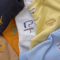 아기 유아 이름자수 커스텀 라인드로잉 v넥 맨투맨 (6컬러)