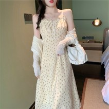 뷔에스트원피스 여자 롱 여름 여성 레이어드 끈나시 하객룩 민소매 바캉스룩 원피스