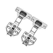 Newblum 캐비닛 힌지 105도 소프트 클로즈 장착 플레이트 부착 프레임리스 캐비닛용 도어 숨겨진 니켈 도금 마무리 2 Pairs, 2개 쌍, 하프 오버레이