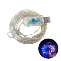 일렉킹 인테리어 줄전구 LED와이어전구 100구 투명선10M 크리스마스트리전구, 04_USB포트 컬러 줄전구 10M