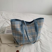 체크 가방 여성 여름용 체크가방 대용량 숄더 토트백 여성 캔버스 체크 숄더백