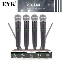 공연용 무선 마이크 노래방 핀 블루투스 유튜브 핸드 휴대용 eyk efu4 uhf 헬드 전문 4 채널 다이나믹 파티 교회 무대 밴드 쇼 60m 수신