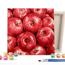 아이러브페인팅 DIY캔버스형 그림그리기 25x25cm 행운의 홍사과, 단품