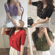 바이퀸즈 써머 반팔 미니 스카시 가디건 볼레로