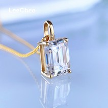 모이사나이트 18K 옐로우 골드 펜던트 2CT 6x8MM 에메랄드 컷 목걸이 VVS 랩 다이아몬드 고급 주얼리 화이트 Au750 인증서 포함