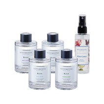 [센티멘탈] 블랙 디퓨저 4개 & 룸스프레이 1개세트 (화이트코튼), 상세 설명 참조