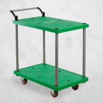 [튼튼한저소음] 접이식 손잡이 운반 끌차 사각 대차 핸드 카트 이동 구루마 택배 구르마, 3. 카트2단 (손잡이O) 그린 중형