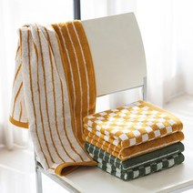 2407 기라로쉬 뱀부 선염 체스 앤 그리드 세면 타올 세안 타월 2407타올 무늬 수건 체커보드 180g 5장 묶음 세트 덕용, 그린-체스5장