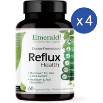 에메랄드랩 리플럭스 헬스 Mucusave FG 알로에베라 dgl 감초 감초 60정 Emerald Labs Reflux Health, 4개