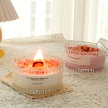 메리고라운드 핑크솔트 소이캔들, 화이트, 리본포장+메시지 제작(주문메모 필수), 어텀플라워
