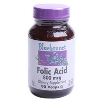 블루보넷 Bluebonnet 폴릭 애시드 800mcg 브이캡 비건 무설탕 글루텐 프리, 90개입 × 1개