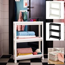 이케아온라인몰 VESKEN 다용도 주방 욕실수납 3단선반, 블랙+다용도행주1개