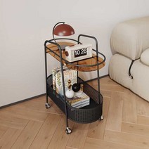 미니협탁 이동식테이블 침실 거실 북유럽 미니멀리스트, 나노 실버 + 브라운 글라스