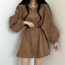 2021 가을 겨울 시크 여성 스타일 순욕 프렌치한 디자인 미니 골덴 원피스
