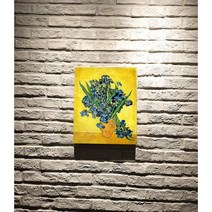 [반아트 리얼 붓터칭] 반고흐 그림 붓꽃 돈 들어오는 그림 인테리어 소품 개업 집들이 선물 금전운 그림, 캔버스(노프레임)