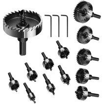 일본직발송 10. SUNOKY HSS드릴비트 홀쏘 세트 16 -53mm 13PCS 초경 스테인리스 고속도강 금속 합금 목공, One Size_One Color