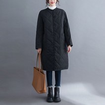 50대 엄마옷 60대 코튼 여성 0 오버핏 오버사이즈 경량 롱 무릎 따뜻한 재킷60