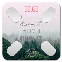 스마트 디지털 저울 - 동기 부여 모던 디자인 체중계 체지방 모니터 12가지 키 구성 iOS 안드로이드 앱 자동 인식 BMI BMR 블루투스 욕실 (우드)154721, forest