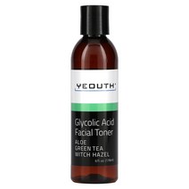 Yeouth 글리콜산 페이셜 토너 알로에 녹차 위치하젤 178ml(6fl oz), 178ml