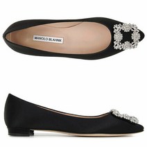마놀로블라닉 명품마놀로블라닉 22FW 블랙 한기시 새틴 플랫 9XX 0347 BLCK 9XX0347BLCK