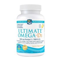 노르딕 내추럴스 얼티메이트 오메가-D3 1280 mg 오메가3 EPA 650 DHA 450 + 1000 IU 비타민 Vitamin D3 레몬맛 60 소프트젤