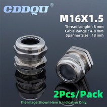케이블글랜드 2pcs 방수 금속 니켈 pleated 황동 메트릭 및 pg 스레드 케이블 글 랜드 m6-m18 pg7-pg11 고정 씰 조인트 배선 액세서리, CHINA_BM16 Fit 4-8mm