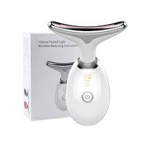 목 미용 리프팅 마사지 장치 led 광자 치료 피부 강화 이중 턱 주름 제거 페이셜 케어 도구 3 색, 하얀