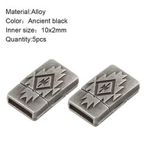 가죽공예 팔찌 가죽팔찌재료 110pcs 자기 Clasps 커넥터 끝 걸쇠 플랫 가죽 코드 신발 끈 버클 보석 발견 자석 잠 그개, [14] Ancient black 5pcs