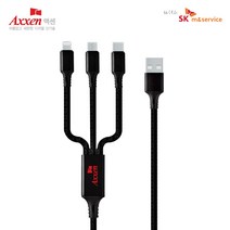 액센 3in1 케이블 1.2m SK118 케이블 블랙, 액센 SK118 3in1 케이블 1.2m