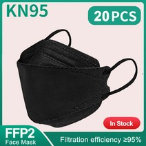 물고기 마스크 KN 마스카라 F 성인 orandi FF a k 레이어 FF 승인 얼굴 FF 호흡기 입 커버 a que, 07 20PCS Black