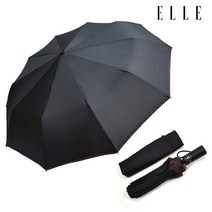 [엘르] 백화점 브랜드 우산 3단무바 10K무지 전자동 블랙