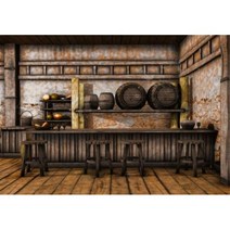초라한 살롱 선술집 인테리어 사진 배경 소박한 오래된 벽 나무 바 생일 축하 배너, vinyl400x300cm, 5