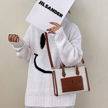 배색 콤비 미니 스퀘어 캔버스백 사각 토트백 숄더 20대 30대 토드