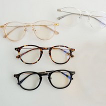 투명슬림뿔테[블루라이트렌즈포함] 라운드슬림뿔테 블루라이트차단안경 시력보호 투명핑크 눈보호