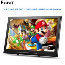 Eyoyo EM14F 14.0 노트북 PC용 휴대용 두 번째 모니터 화면 IPS 듀얼 미니 HDMI 게임용 모니터 PS4용 1920x1080 FHD 디스플레이, 미국 플러그