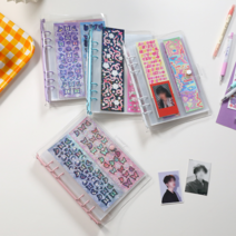 6공 2단 미니 콜렉트북 콜북 방탄포카 포카보관 폴라로이드 포카 앨범 제작, 가로2포켓 10매, 클리어 6공 마카롱 콜렉트북 속지