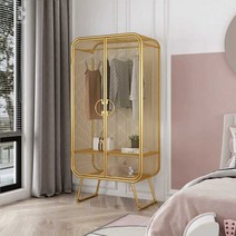 철제 클래식 옷장 북유럽 뷰티 침실 금속 심플 행거 선반 수납장, 화이트/H170xW50xL80cm