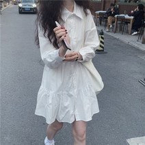 실크 뷔스티에 40대 드레스 프릴 레이스 셔츠 롱원피스 미노매 나시 하객룩 화이트
